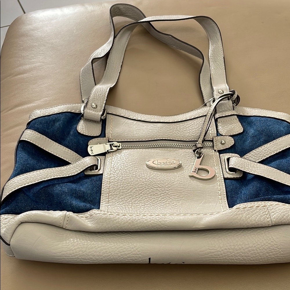 Chic Two-Tone BOC Women's Bag multiple compartments. Gray and denim